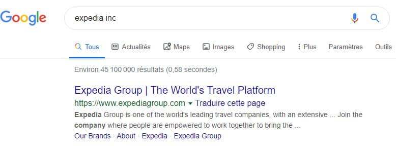 résultat d'une recherche web pour Expedia Inc