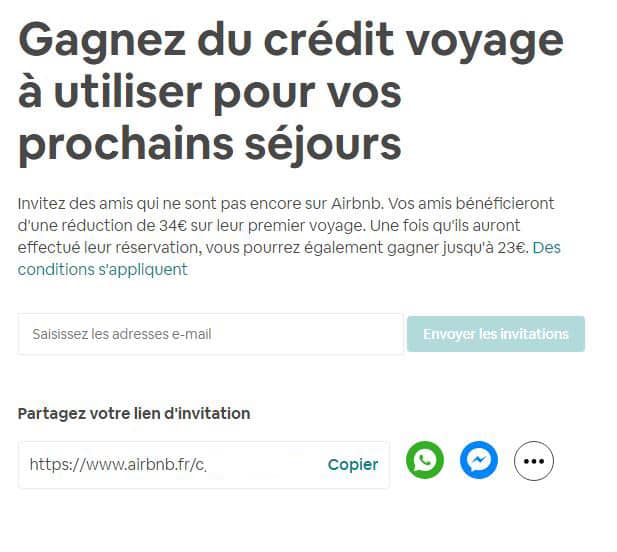 crédit voyage Airbnb
