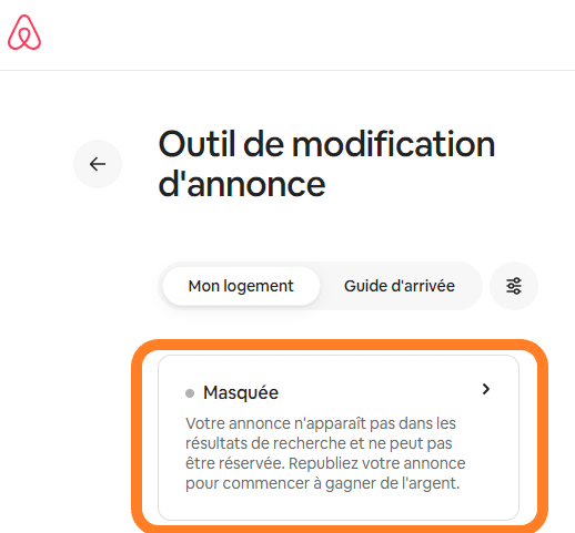 annonce airbnb apparait pas