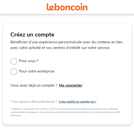 compte sur Le Bon Coin