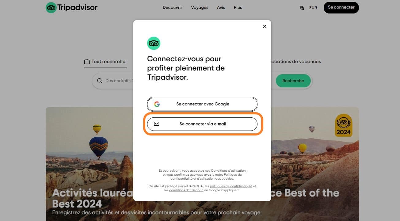 creer compte Tripadvisor