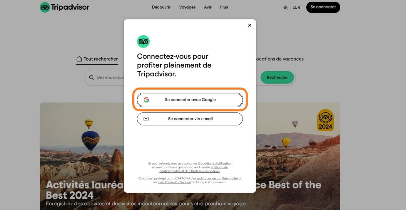 creer compte Tripadvisor