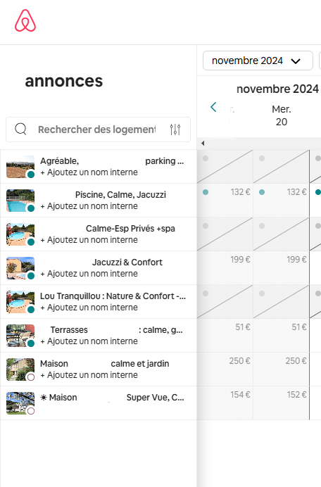 Calendrier hôte Airbnb